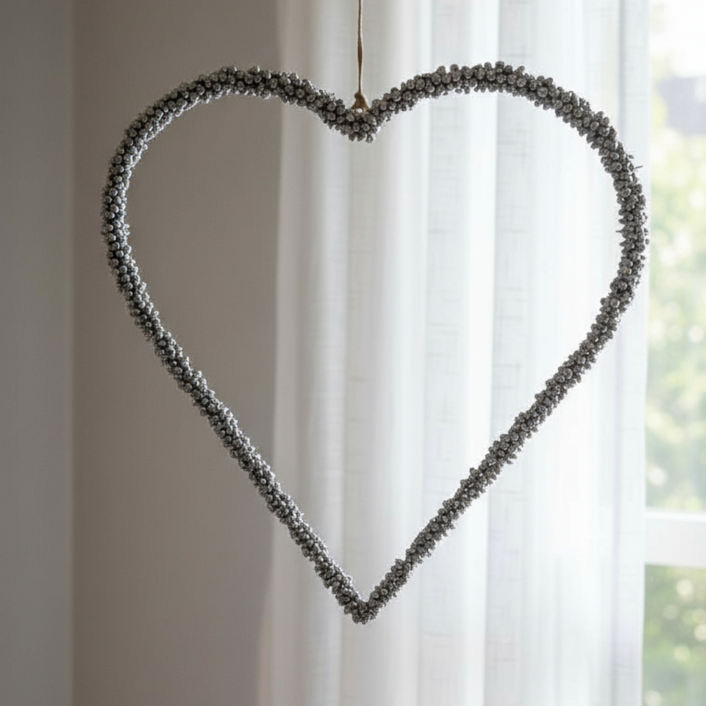 Hanging Jingle Bell Nickel-Plated Heart Wreath-Garden Bell
