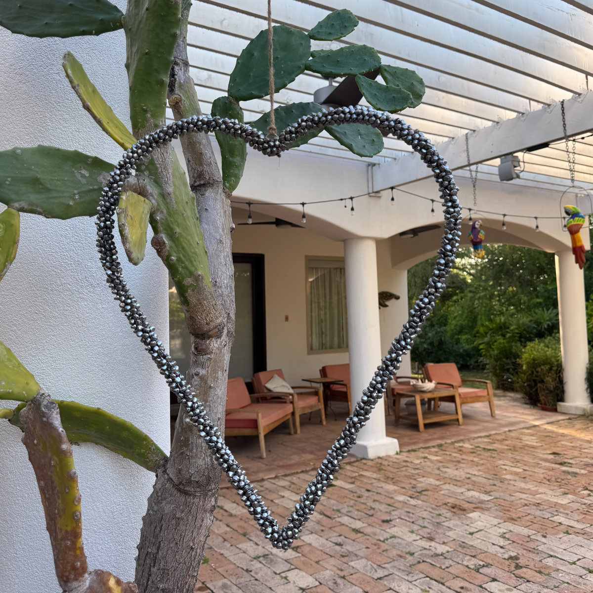 Hanging Jingle Bell Nickel-Plated Heart Wreath-Garden Bell