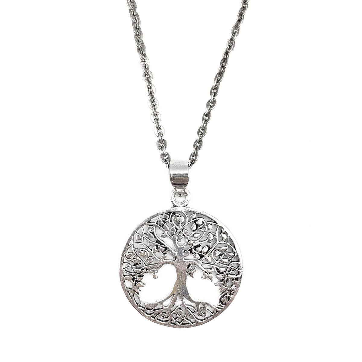 Tanvi Collection Necklace - Silver Tree in Circle