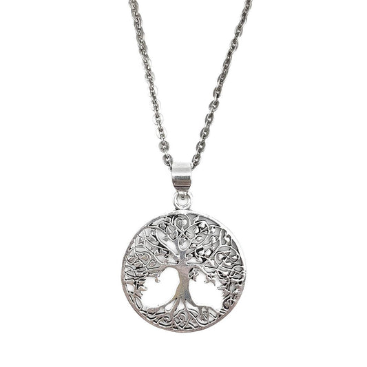 Tanvi Collection Necklace - Silver Tree in Circle