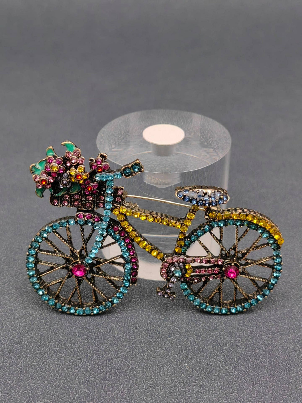 Creative Colorful Rhinestone Bicycle Brooch