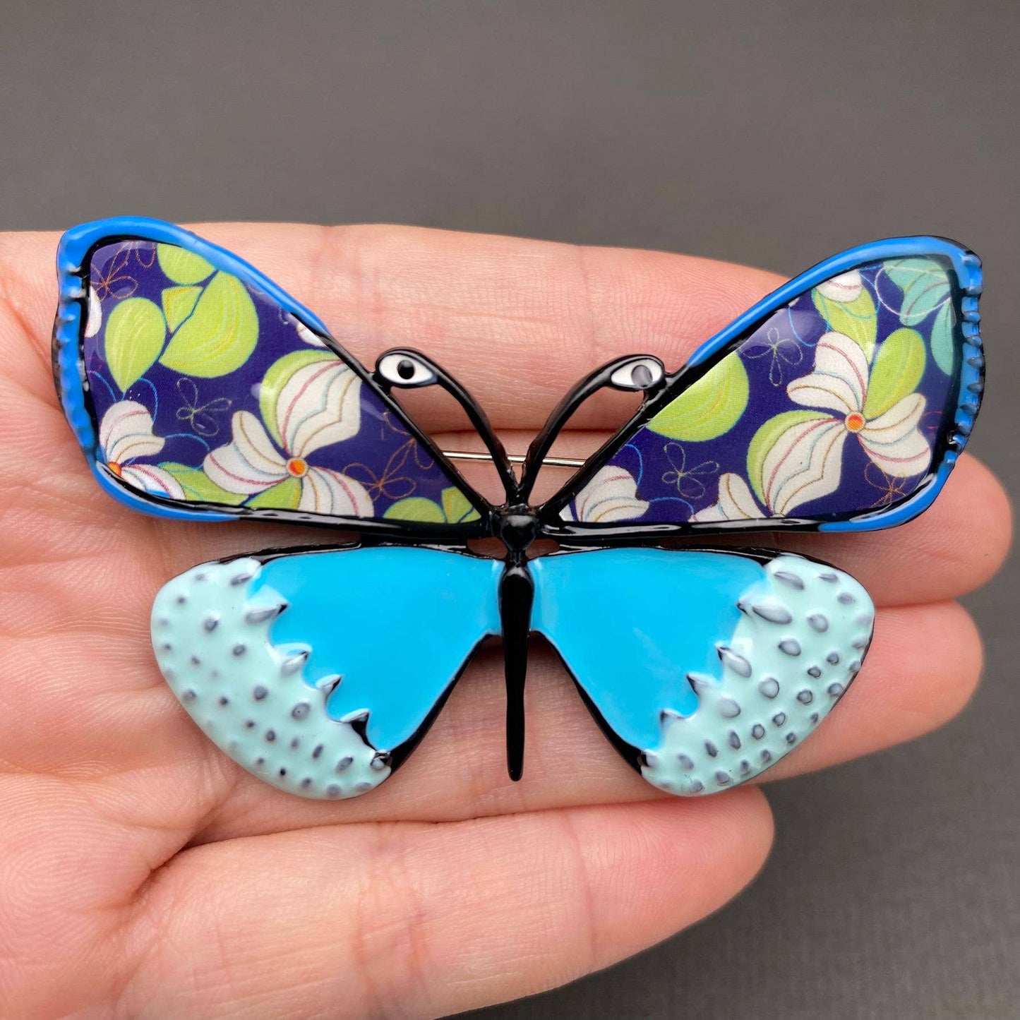 Colored Enamel Butterfly Brooch