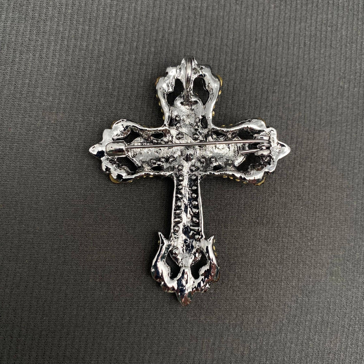Rhinestone Cross Brooch