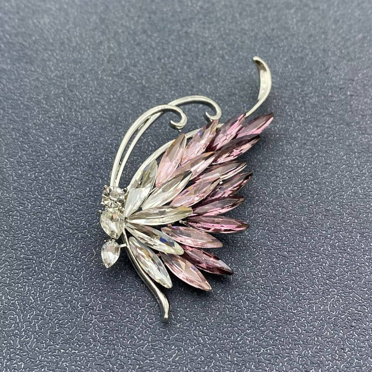 Sparkling Colored Rhinestone Butterfly Brooch