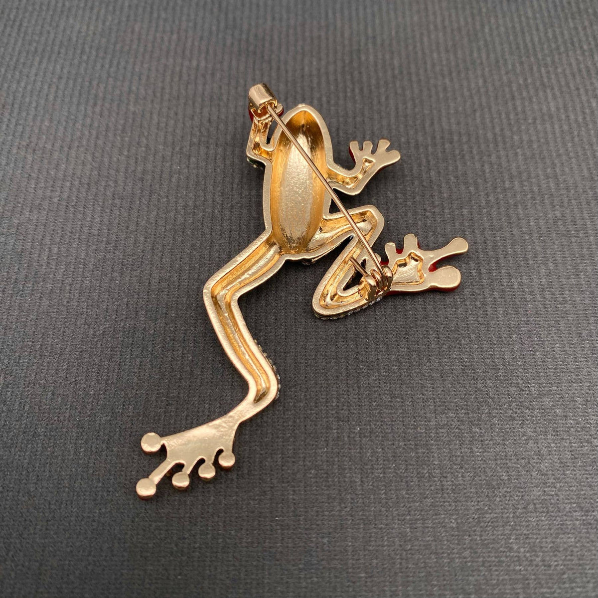 Rhinestone Enamel Frog Brooch