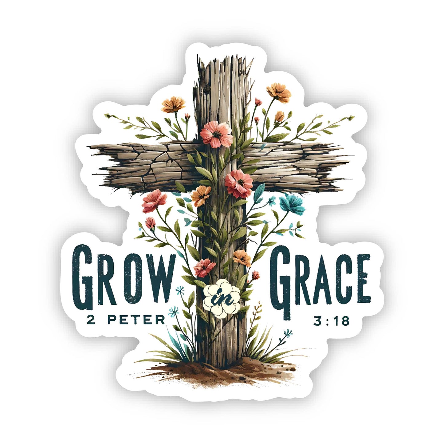 Grow In Grace Vinyl, Sticker, 3x3 in. 