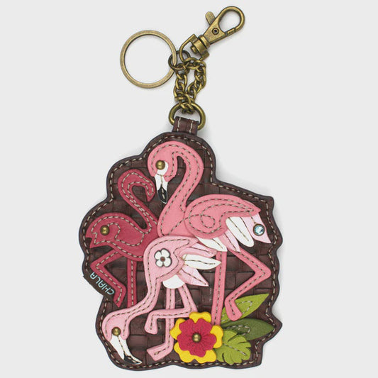 CHALA Flamingo Group Key Fob, Purse Charm, Coin Purse