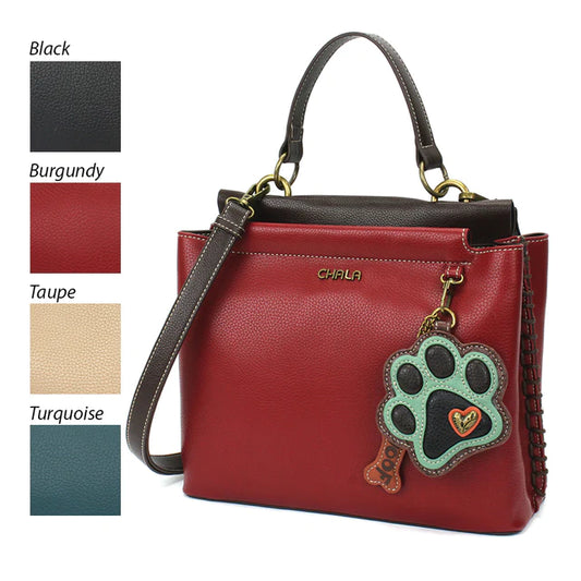 CHALA Charming Satchel - Paw Print Teal