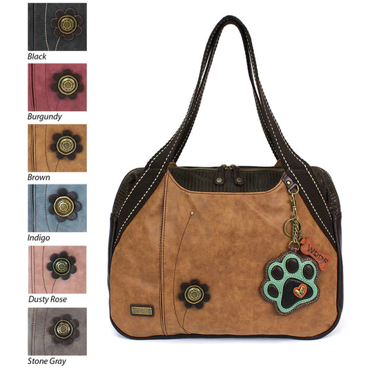 CHALA Dusty Rose Paw Print Bowling Bag Handbag Animal Themed Purse for Dog Lovers