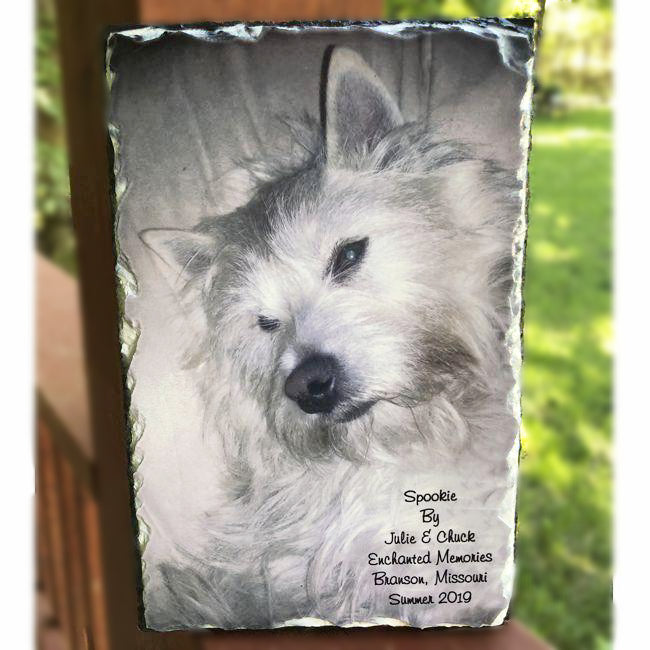 Pet Photo Slate Plaque - Enchanted Memories, Custom Engraving & Unique Gifts