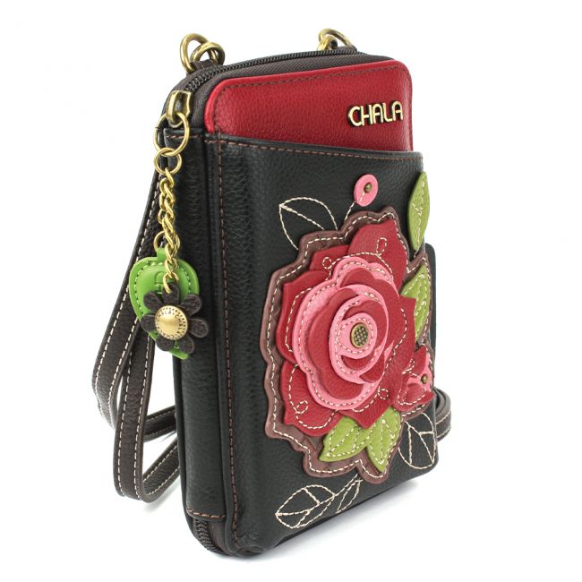 CHALA Crossbody Cell Phone Case/Wallet - Rose - Enchanted Memories, Custom Engraving & Unique Gifts