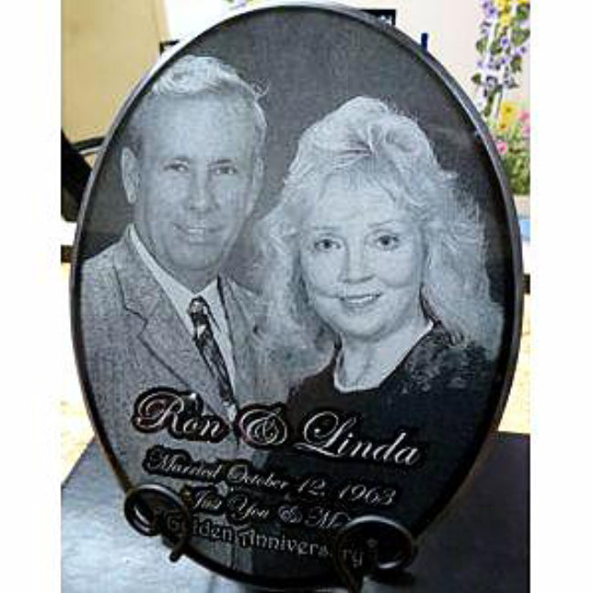 Marble Anniversary Oval Photo Plaque - Enchanted Memories, Custom Engraving & Unique Gifts