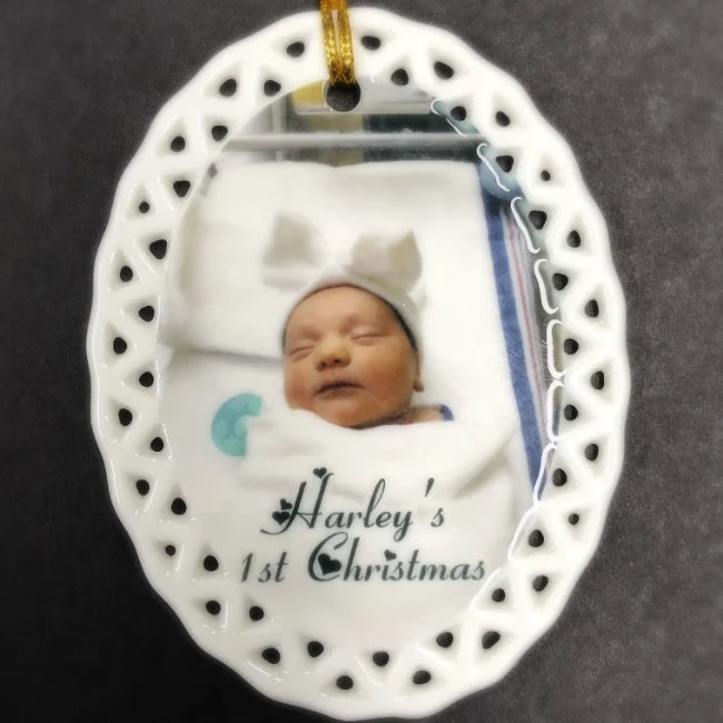 Personalized Baby's 1st Christmas Photo Ornament