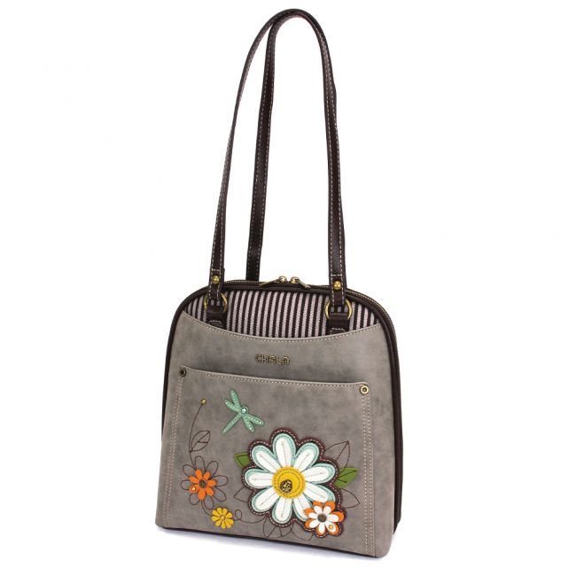 Chala Backpack with Daisy Flower. A beautiful, functional gift for lovers of spring and flowers. 
