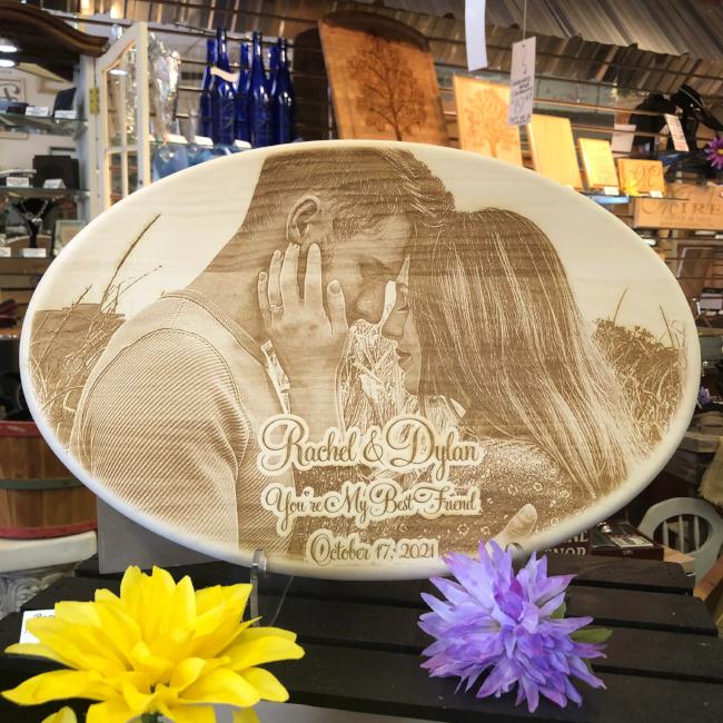 Couples Basswood Oval Photo Plaque