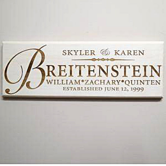 Personalized Family Solid Basswood Sign engraved with your family name or special wording.- Enchanted Memories, Custom Engraving & Unique Gifts