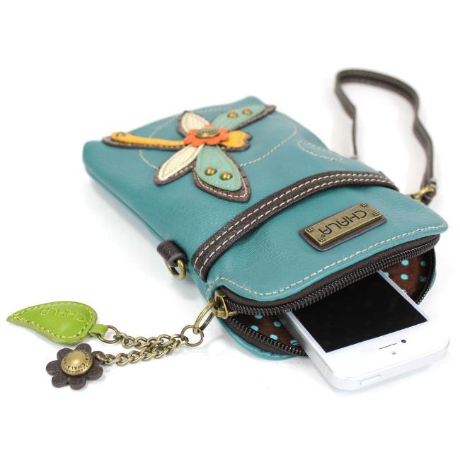 CHALA Crossbody Cell Phone Case - Dragonfly Teal - Enchanted Memories, Custom Engraving & Unique Gifts