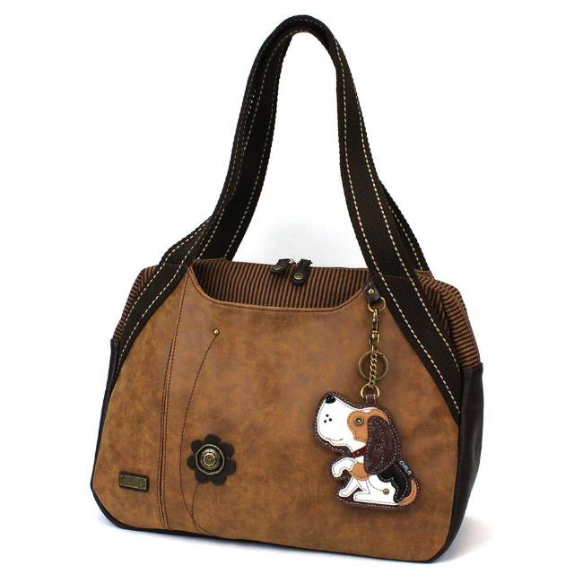 CHALA Bowling Bag Brown Handbag Beagle Purse Dog