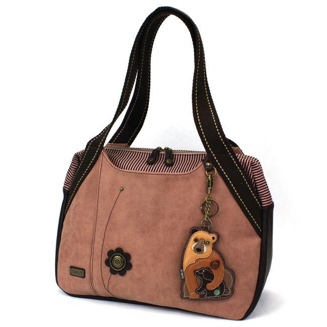 CHALA Bowling Bag Dusty Rose Momma Bear with Cub Handbag Purse