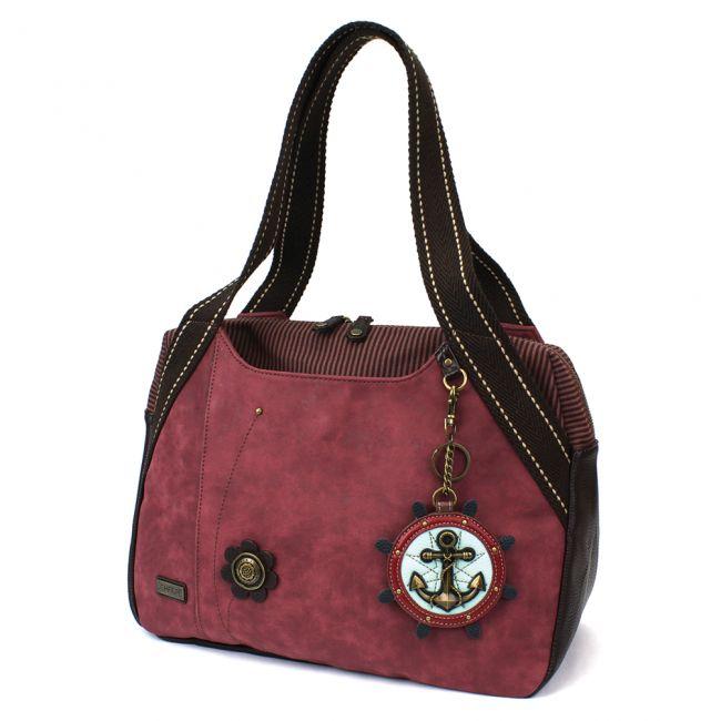 CHALA Bowling Bag Dusty Rose Purse Handbag with Anchor