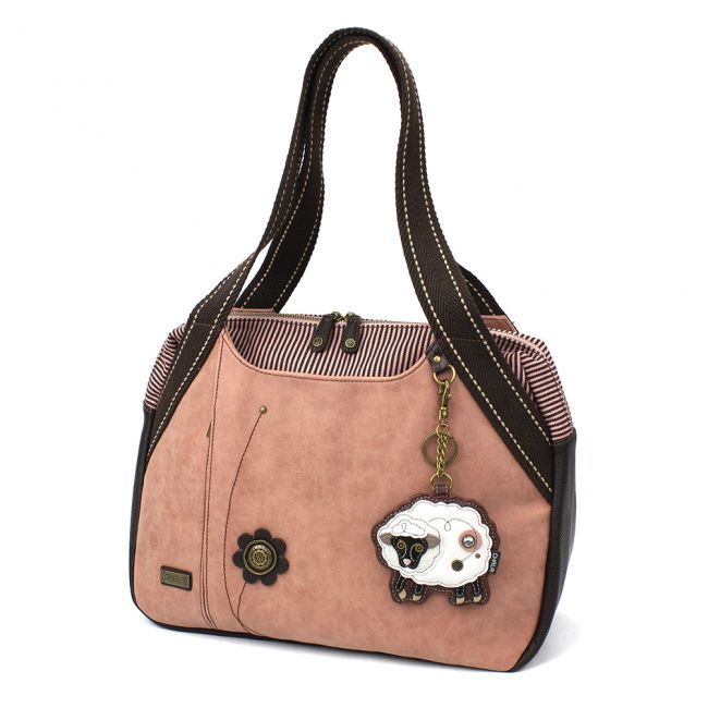 CHALA Bowling Bag Dusty Rose Purse Handbag with Sheep