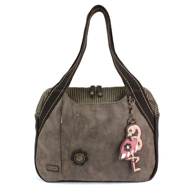 CHALA Bowling Bag Flamingo Stone Gray Animal Themed Handbag Purse