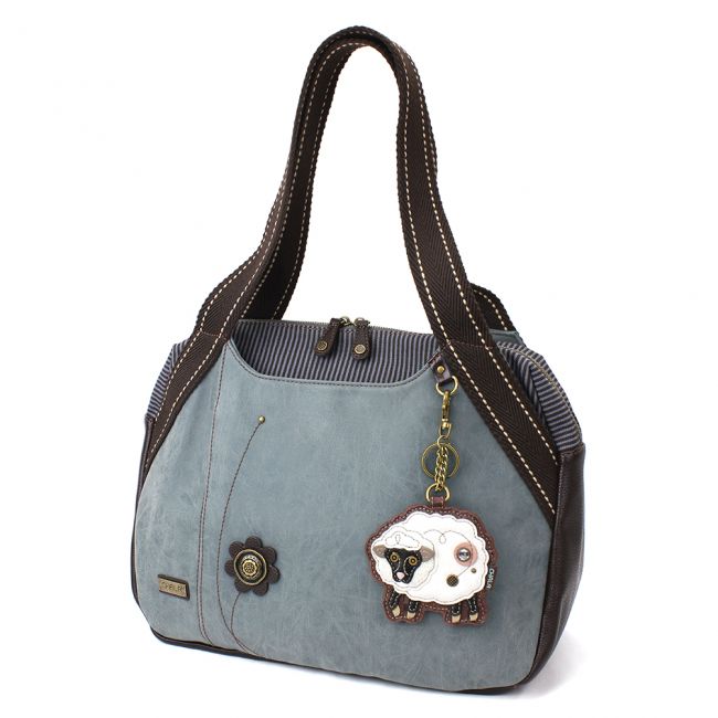 CHALA Bowling Bag Handbag Purse Indigo Blue with Sheep