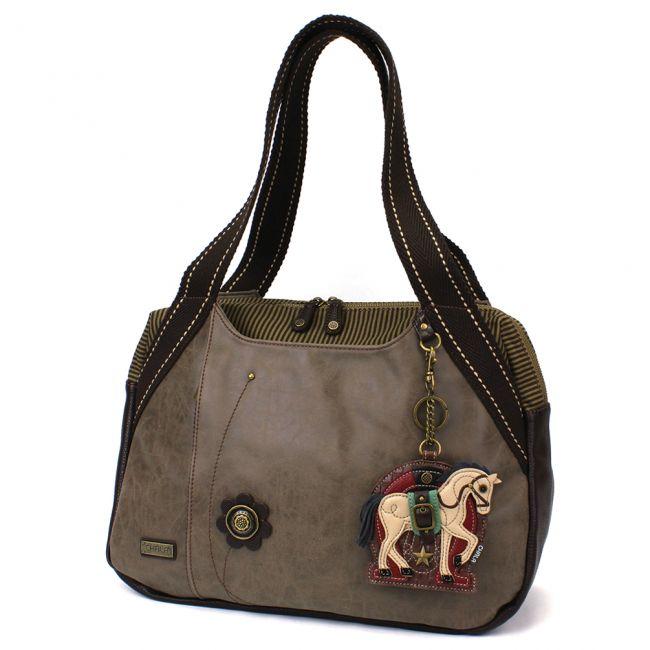 CHALA Bowling Bag Horse Stone Gray Handbag Purse Animal Themed 