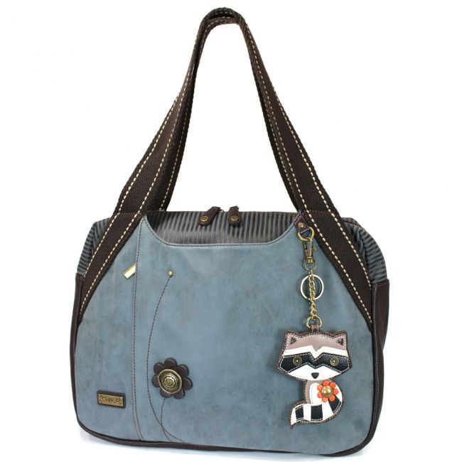 CHALA Bowling Bag Indigo Blue with Raccoon Handbag Purse