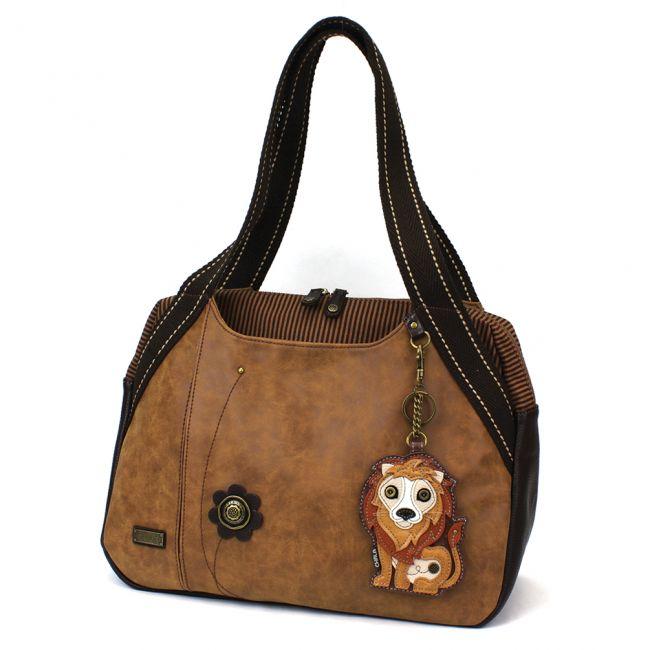 CHALA Bowling Bag Lion Handbag Animal Theme Purse Brown