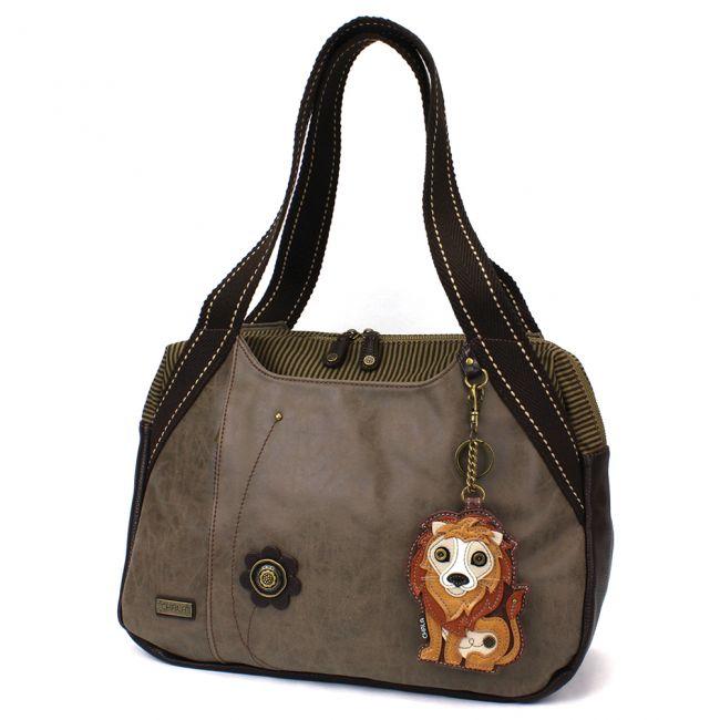 CHALA Bowling Bag Lion Handbag Animal Theme Purse Stone Gray
