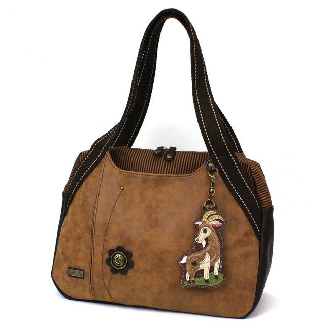 CHALA Bowling Bag Mountain Goat Handbag Animal Themed Brown Purse