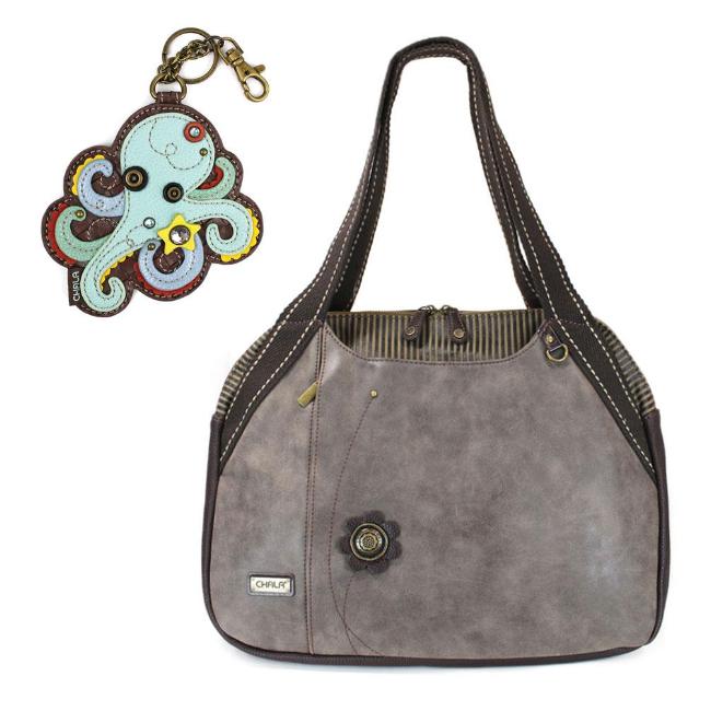 CHALA Bowling Bag Octopus Handbag Stone Gray Purse | Enchanted Memories