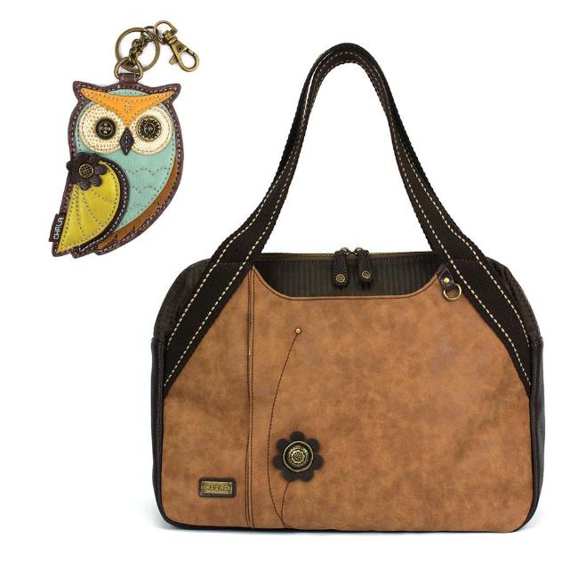 CHALA Bowling Bag Owl Handbag Animal Theme Owl Purse Brown