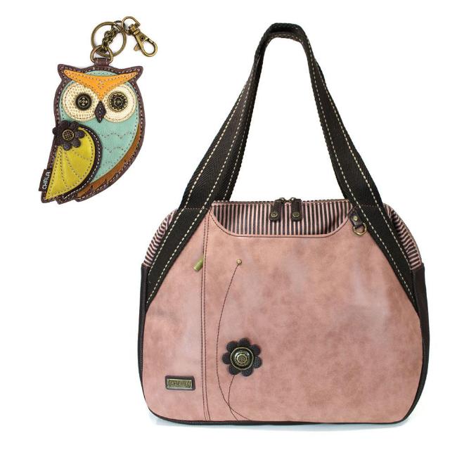 CHALA Bowling Bag Owl Handbag Animal Theme Owl Purse Dusty Rose