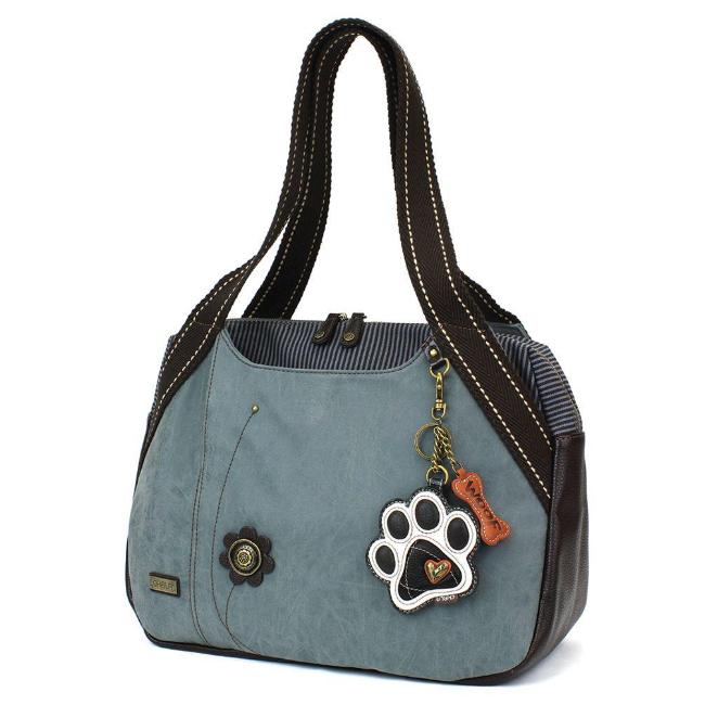 CHALA Bowling Bag Paw Print Dog Handbag Animal theme Purse Indigo Blue