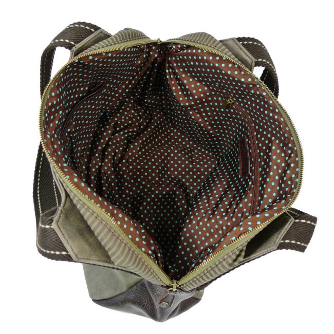 CHALA Bowling Bag Purse Handbag Inside Stone Gray with Polka Dots