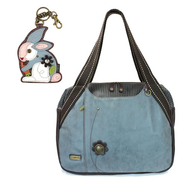 CHALA Bowling Bag Rabbit Handbag Indigo Blue Animal Lovers Purse