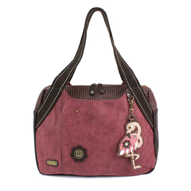 CHALA Burgundy Flamingo Handbag Animal Theme Handbag Purse