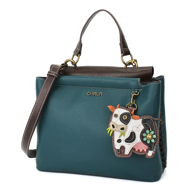 CHALA Charming Satchel Cow Handbag Purse is the most adorable shoulder bag you will ever carry. Adorn with an cow, it sure to be the perfect gift for any farm lover!