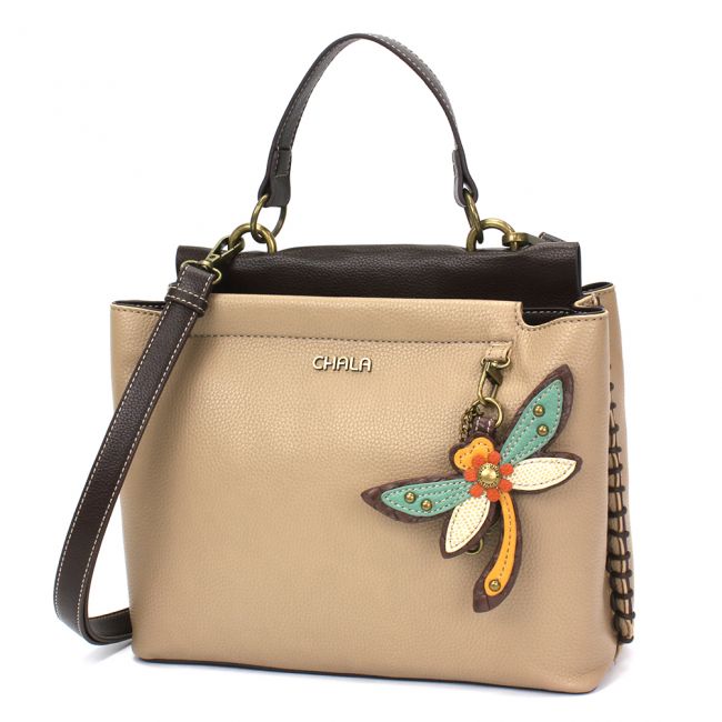 Chala Charming Satchel Purse with adorable dragonfly keyfob. The perfect gift for any dragonfly or nature lover.