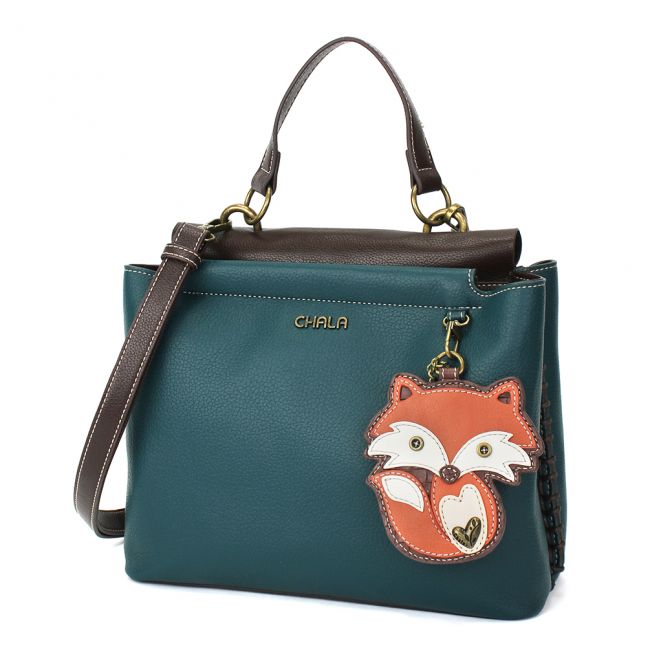 Chala Charming Satchel Handbag with Fox is the most adorable animal themed purse you will ever own. The perfect shoulder bag for fox lovers.