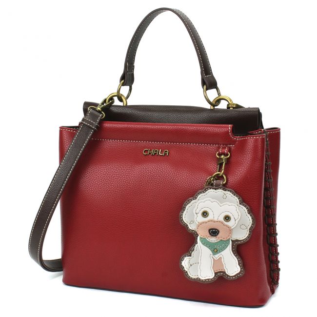 CHALA Charming Satchel Poodle in Burgundy is the perfect gift for poodle lovers or any dog lover