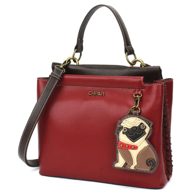 CHALA Charming Satchel Purse Pug Dog Lovers Handbag Dog Lovers Gift