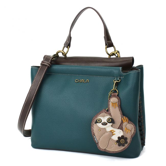 CHALA Charming Satchel Purse with adorable sloth! The perfect gift for handbag lovers and for animal lovers, too!