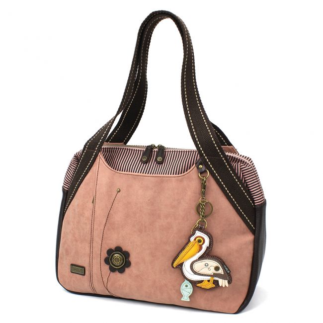 Chala Bowling Bag Dusty Rose Purse Handbag with Pelican