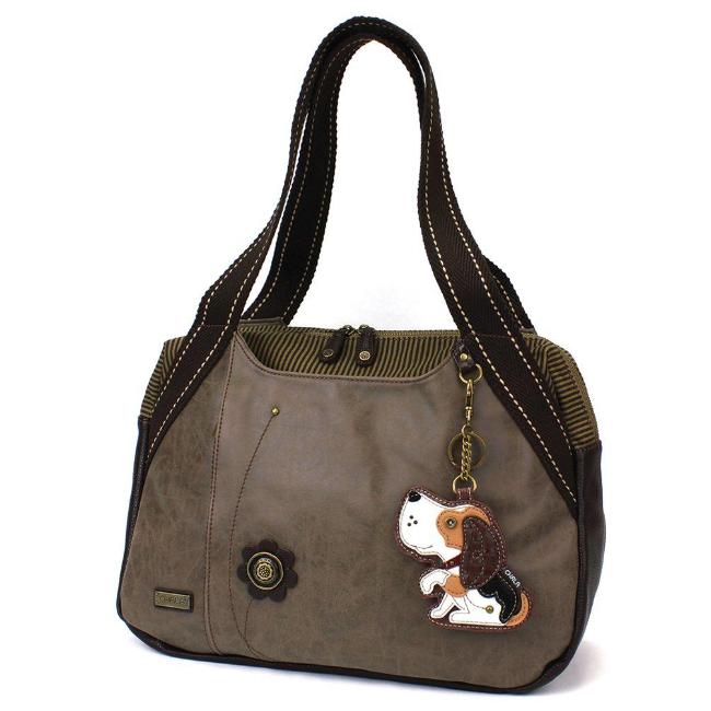 CHALA Handbag Bowling Bag Stone Gray Dog Purse Beagle