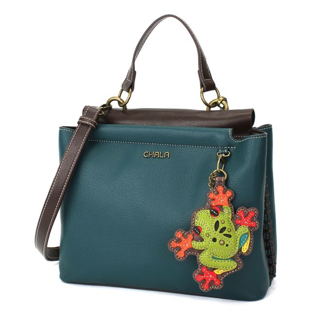 CHALA Handbags Charming Satchel with frog is the perfect purse for any frog or nature lover.