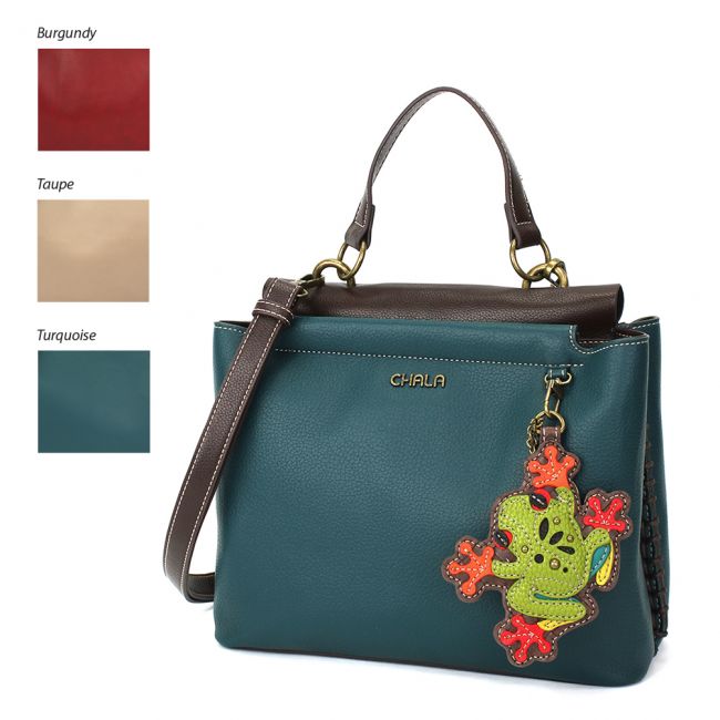 CHALA Handbags Charming Satchel with frog is the perfect purse for any frog or nature lover.