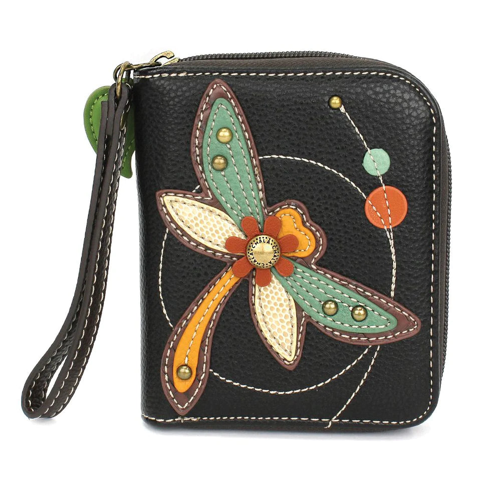 Chala Black Wristlet Wallet Dragonfly is the perfect gift for dragonfly and nature lovers.